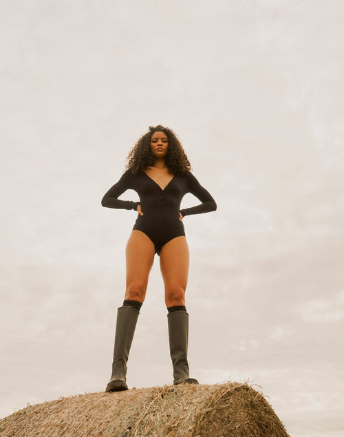 LONG-SLEEVED BODYSUIT BLACK